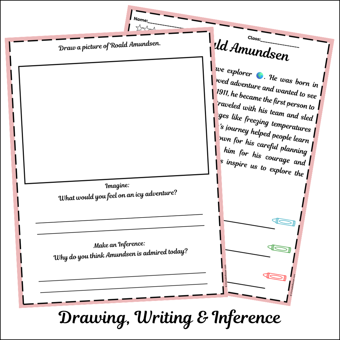 Roald Amundsen | Short Reading Comprehension Creative Worksheet
