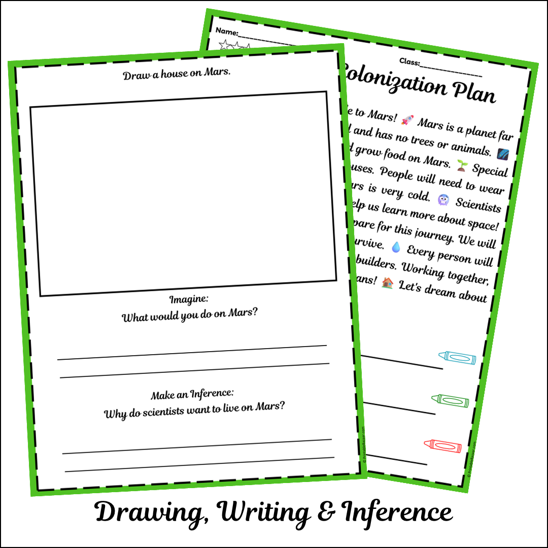 Mars Colonization Plan | Short Reading Comprehension Creative Worksheet