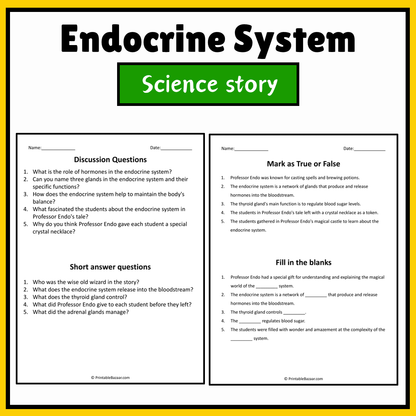 Endocrine System | Science Story Reading Comprehension Activity