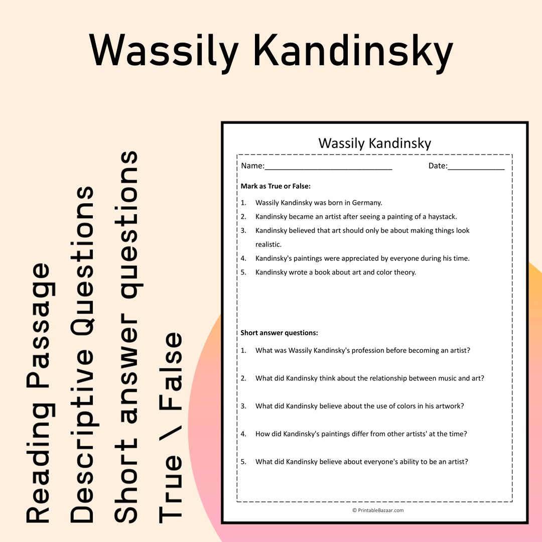 Wassily Kandinsky | Reading Comprehension Passage Printable Activity