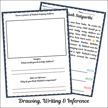 Kailash Satyarthi | Short Reading Comprehension Creative Worksheet