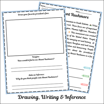 Mount Rushmore | Short Reading Comprehension Creative Worksheet