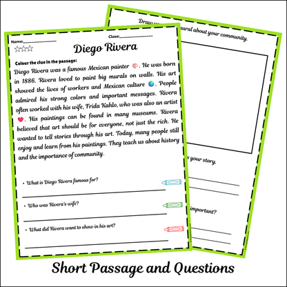 Diego Rivera | Short Reading Comprehension Creative Worksheet
