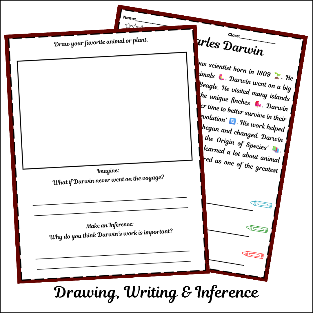 Charles Darwin | Short Reading Comprehension Creative Worksheet