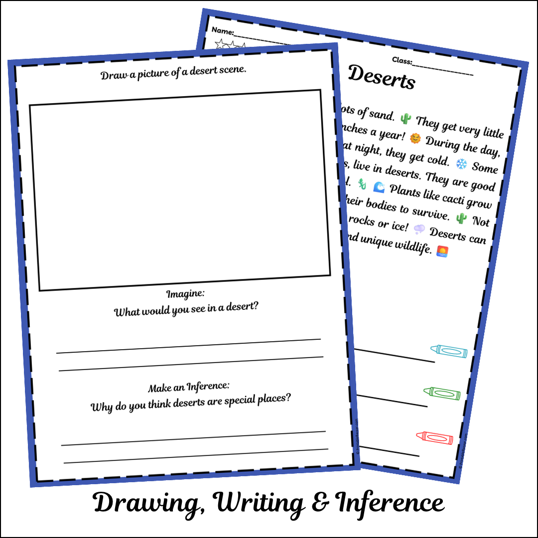 Deserts | Short Reading Comprehension Creative Worksheet