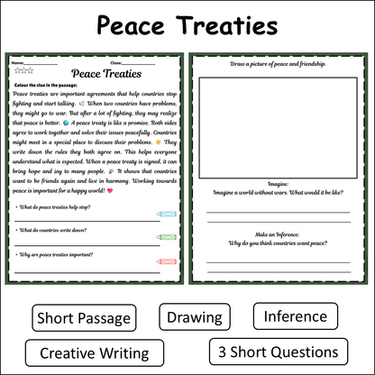 Peace Treaties | Short Reading Comprehension Creative Worksheet