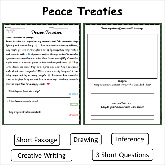 Peace Treaties | Short Reading Comprehension Creative Worksheet