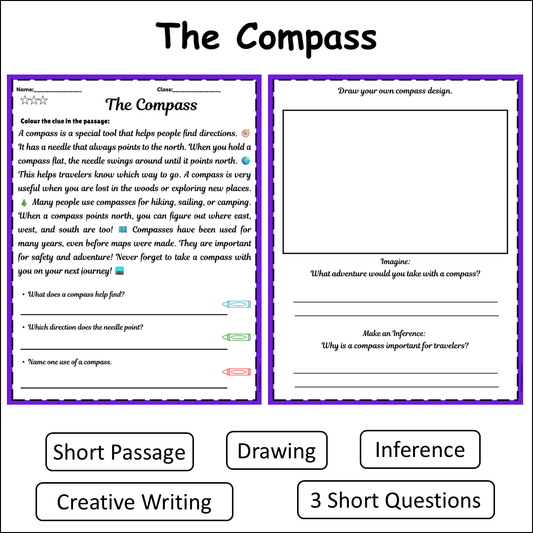 The Compass | Short Reading Comprehension Creative Worksheet