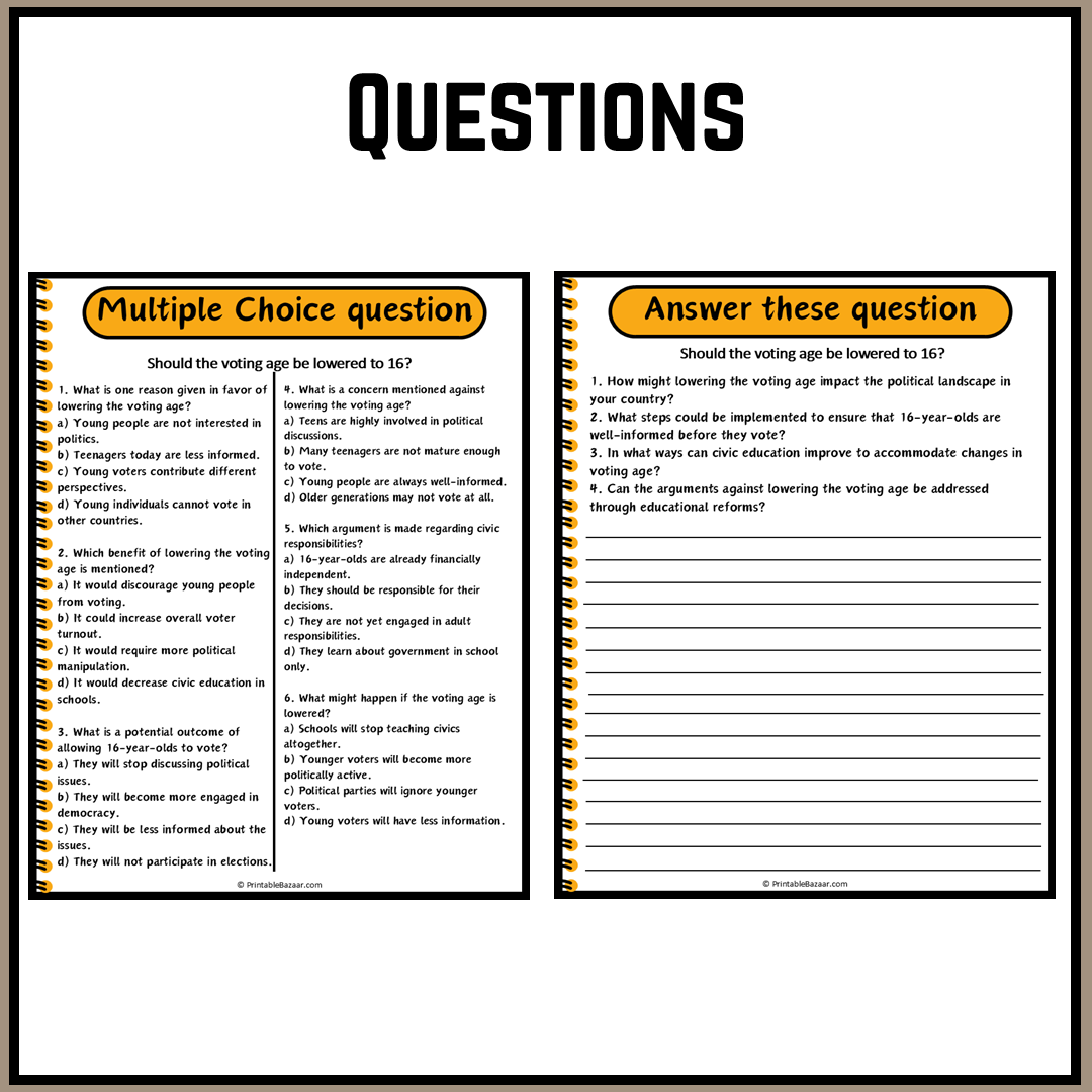 Should the voting age be lowered to 16? | Debate Case Study Worksheet