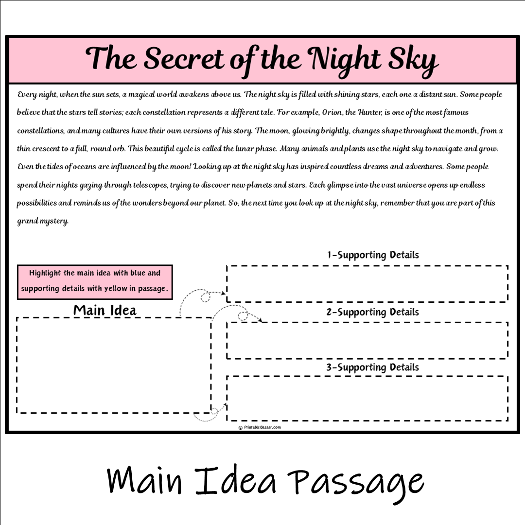 The Secret of the Night Sky | Main Idea and Supporting Details Reading Passage and Questions