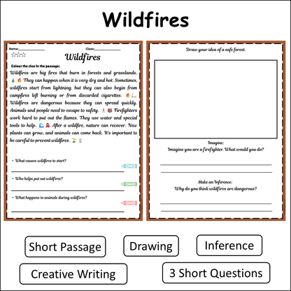 Wildfires | Short Reading Comprehension Creative Worksheet