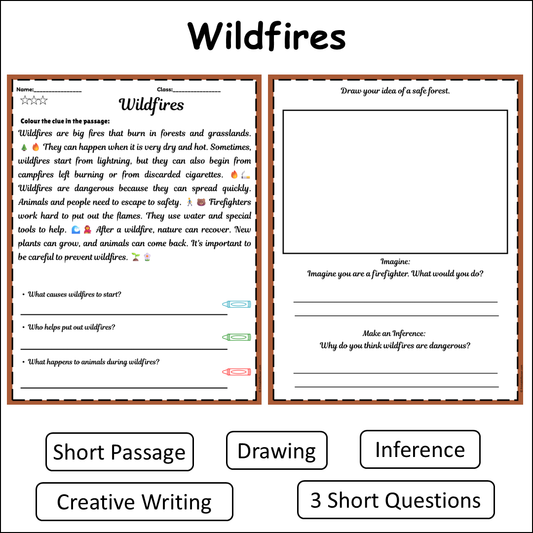 Wildfires | Short Reading Comprehension Creative Worksheet