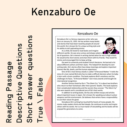 Kenzaburo Oe | Reading Comprehension Passage Printable Activity