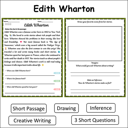 Edith Wharton | Short Reading Comprehension Creative Worksheet