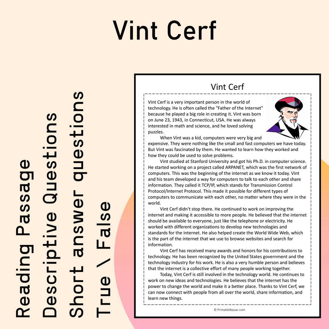 Vint Cerf | Reading Comprehension Passage Printable Activity
