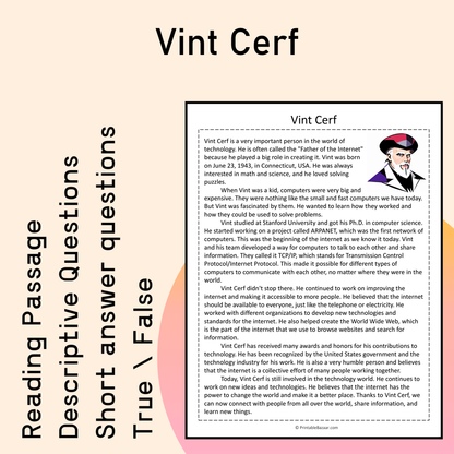 Vint Cerf | Reading Comprehension Passage Printable Activity