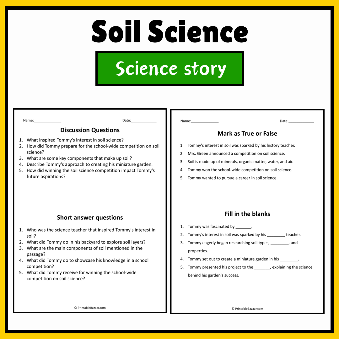 Soil Science | Science Story Reading Comprehension Activity