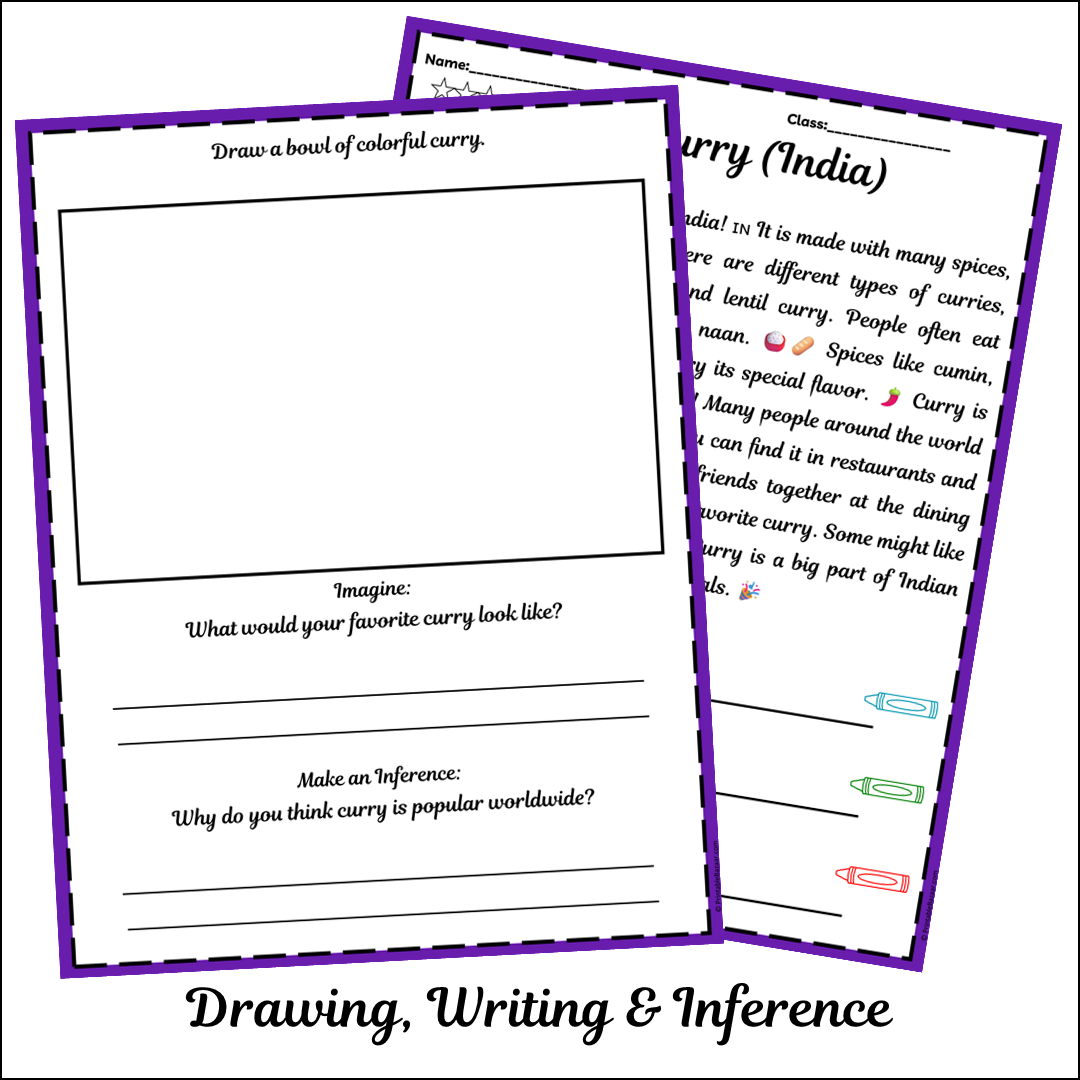 Curry (India) | Short Reading Comprehension Creative Worksheet