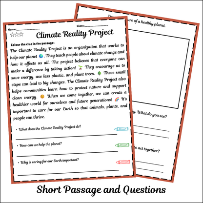 Climate Reality Project | Short Reading Comprehension Creative Worksheet