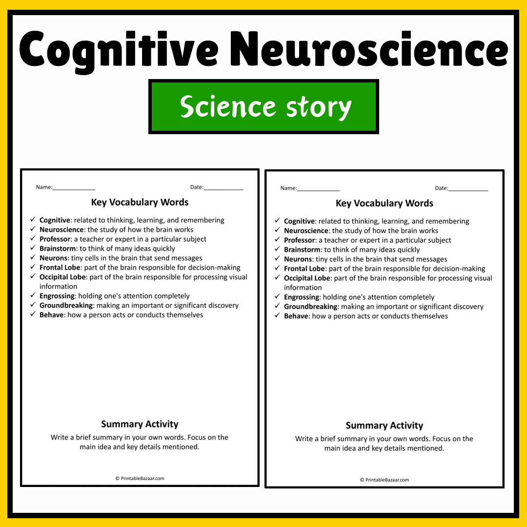 Cognitive Neuroscience | Science Story Reading Comprehension Activity