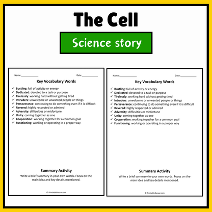 The Cell | Science Story Reading Comprehension Activity