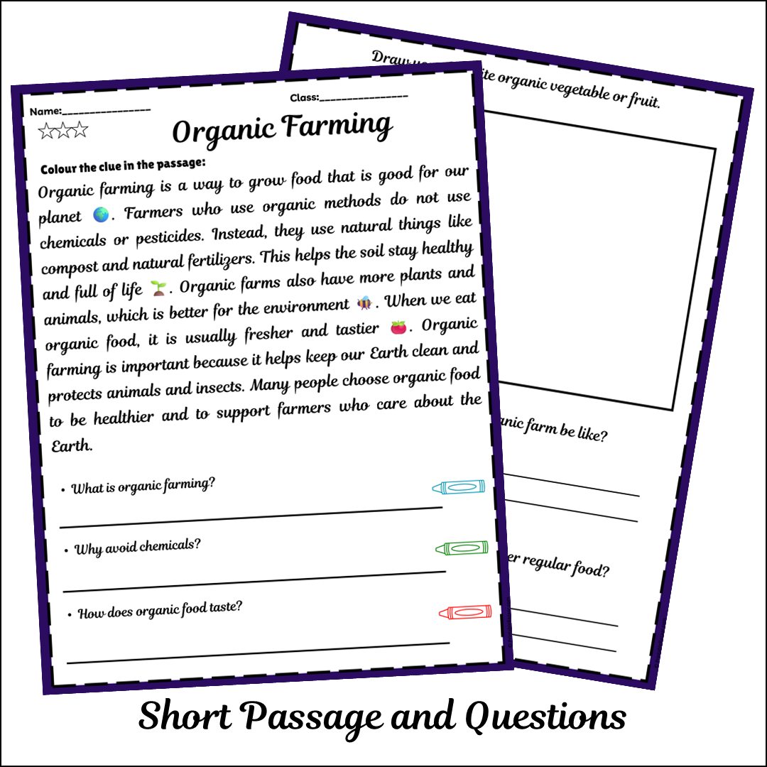 Organic Farming | Short Reading Comprehension Creative Worksheet