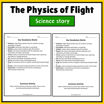 The Physics of Flight | Science Story Reading Comprehension Activity