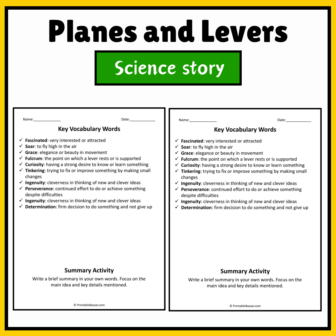 Planes and Levers | Science Story Reading Comprehension Activity