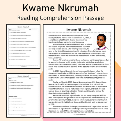 Kwame Nkrumah | Reading Comprehension Passage Printable Activity