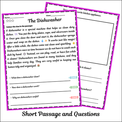 The Dishwasher | Short Reading Comprehension Creative Worksheet