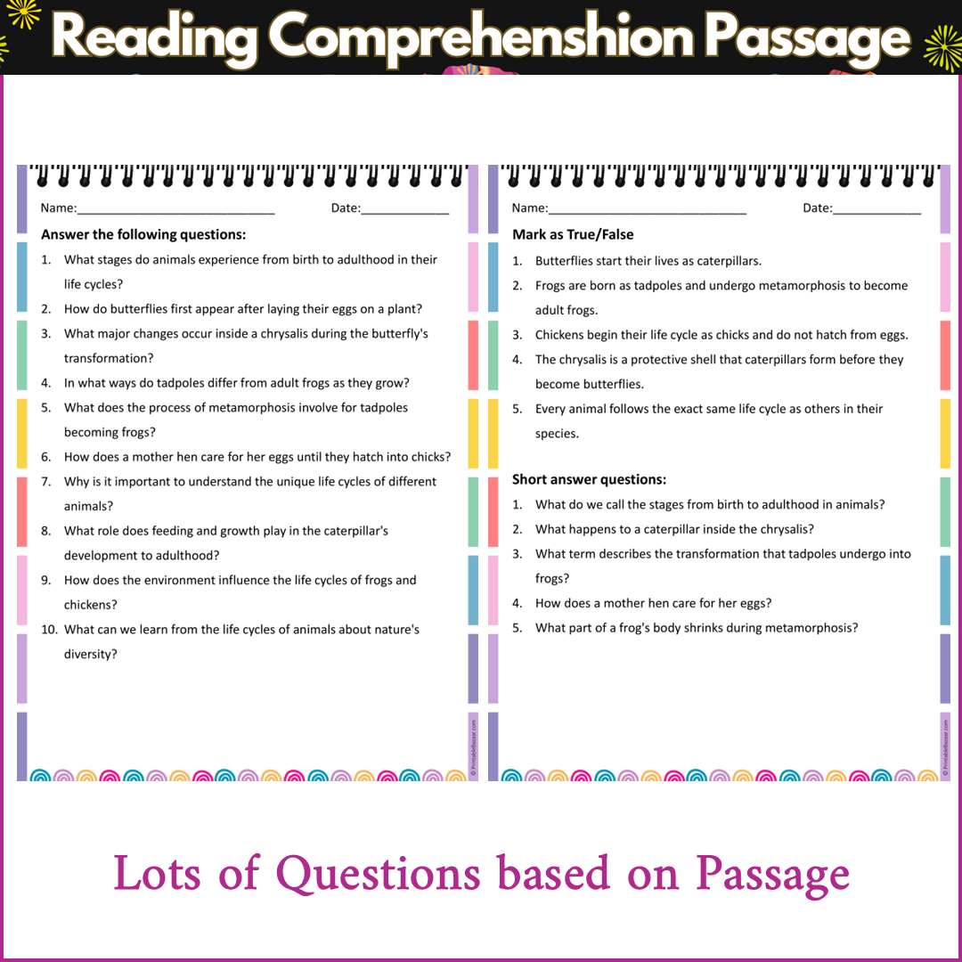 Animal Life Cycles | Reading Comprehension Passage and Questions