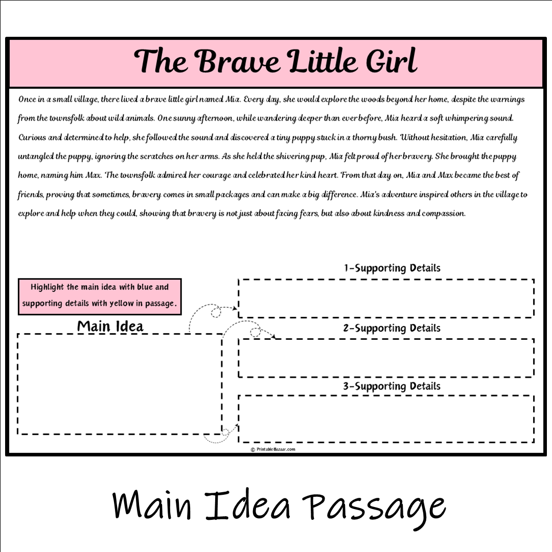 The Brave Little Girl | Main Idea and Supporting Details Reading Passage and Questions