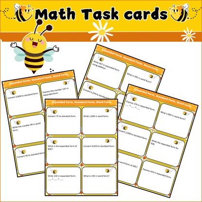 Expanded Form, Standard Form, Word Form | Math Task Cards