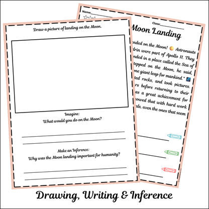 The Moon Landing | Short Reading Comprehension Creative Worksheet