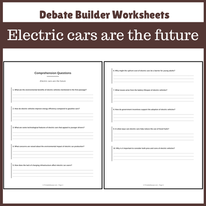 Electric cars are the future | Favour and Against Worksheet Printable Activity