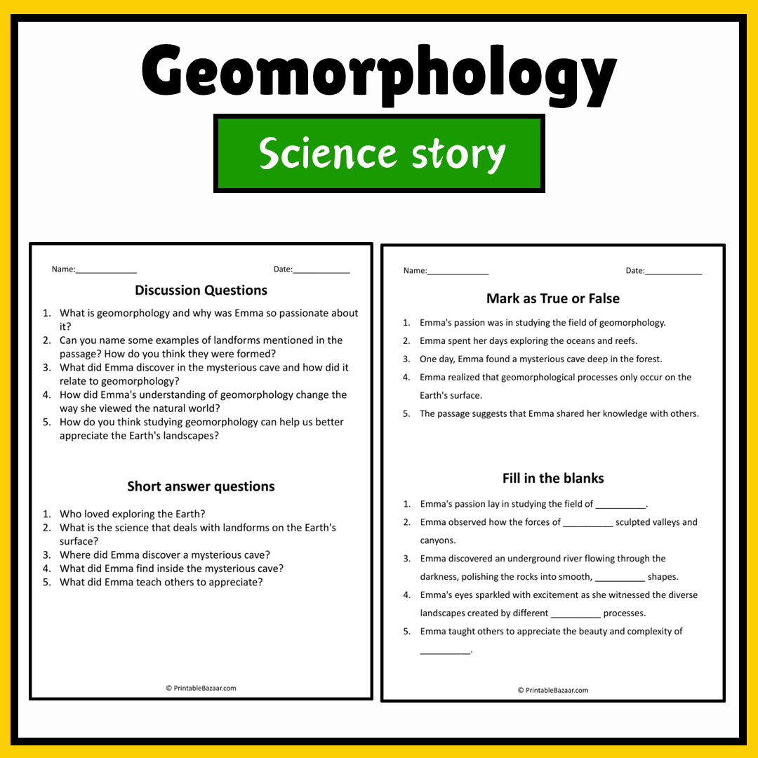 Geomorphology | Science Story Reading Comprehension Activity