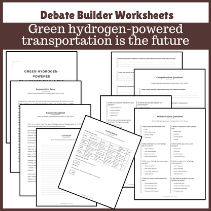 Green hydrogen-powered transportation is the future | Favour and Against Worksheet Printable Activity