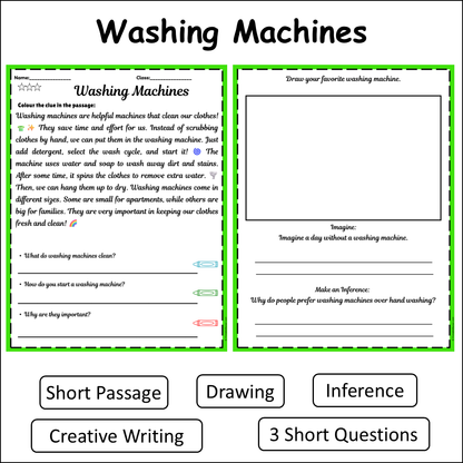 Washing Machines | Short Reading Comprehension Creative Worksheet