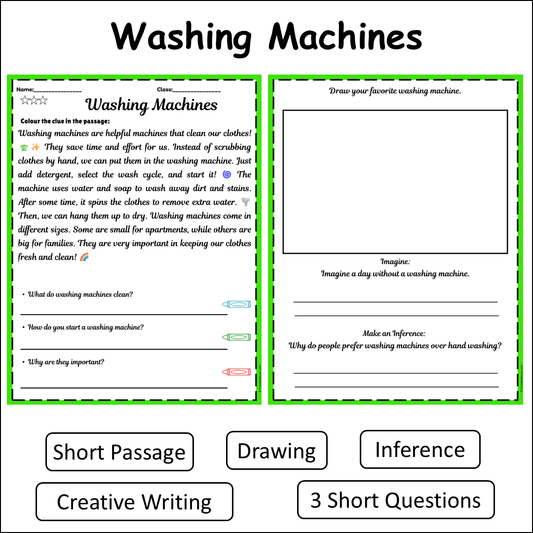 Washing Machines | Short Reading Comprehension Creative Worksheet