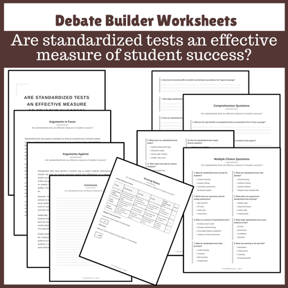 Are standardized tests an effective measure of student success? | Favour and Against Worksheet Printable Activity