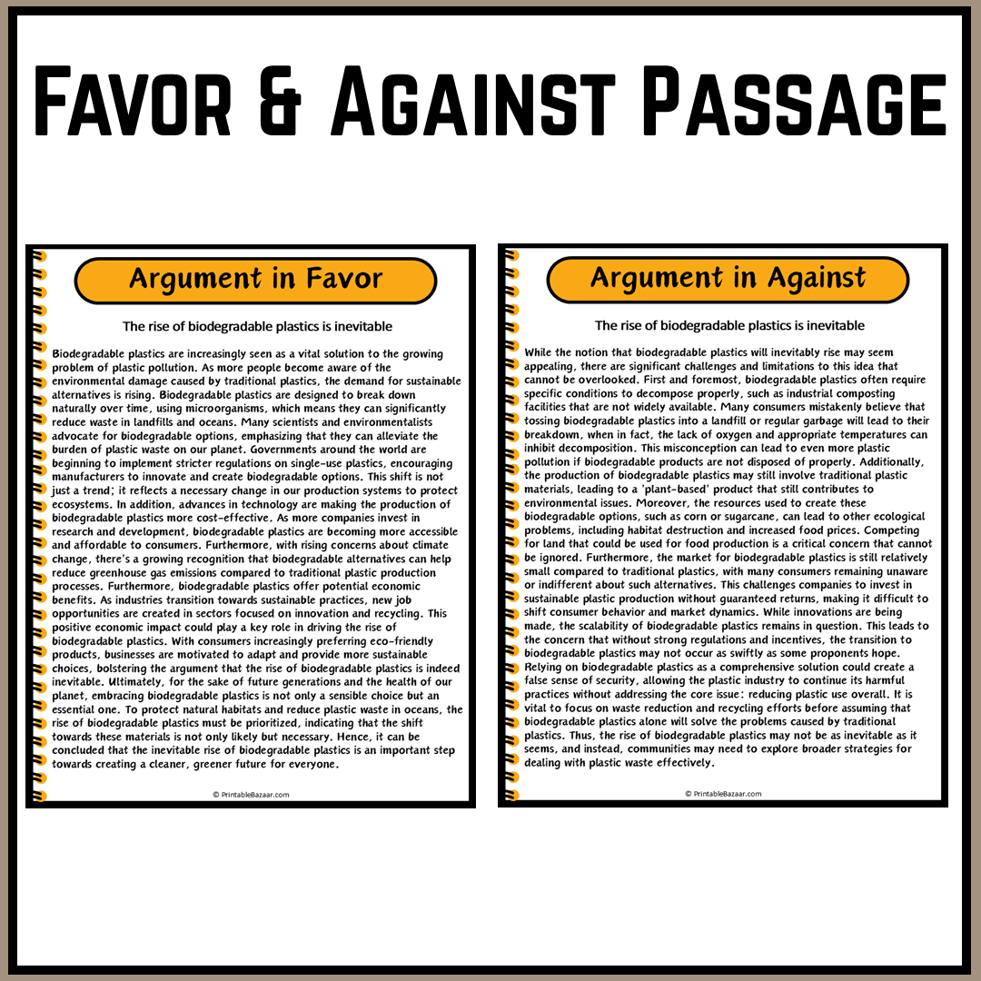 The rise of biodegradable plastics is inevitable | Debate Case Study Worksheet