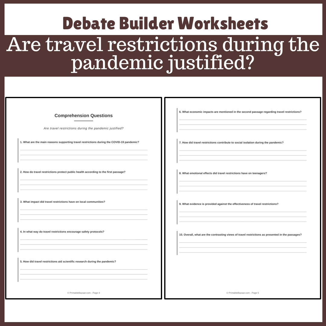 Are travel restrictions during the pandemic justified? | Favour and Against Worksheet Printable Activity