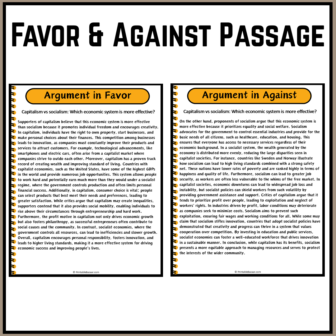 Capitalism vs socialism: Which economic system is more effective? | Debate Case Study Worksheet