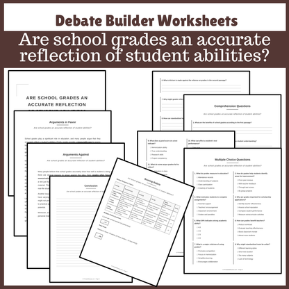 Are school grades an accurate reflection of student abilities? | Favour and Against Worksheet Printable Activity