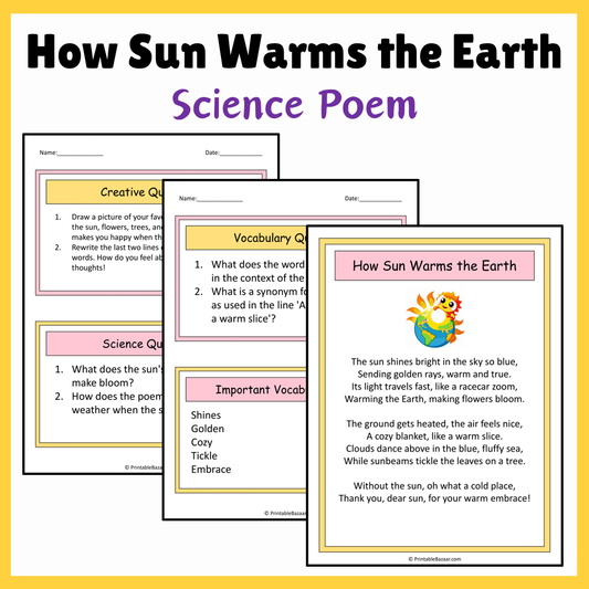 How Sun Warms the Earth | Science Poem Reading Comprehension Activity