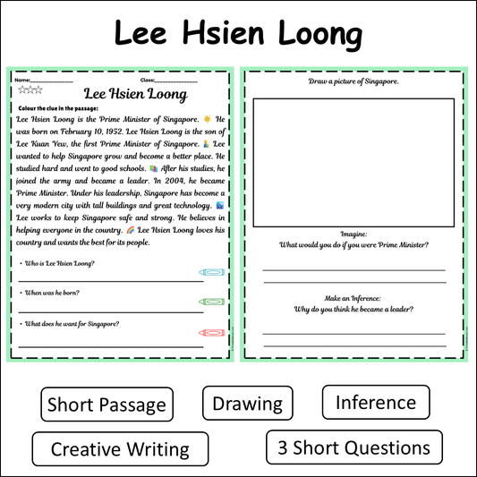 Lee Hsien Loong | Short Reading Comprehension Creative Worksheet