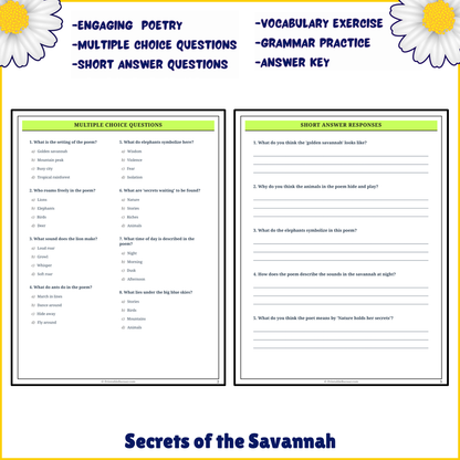 Secrets of the Savannah | Poem Grammar Worksheet Printable Activity