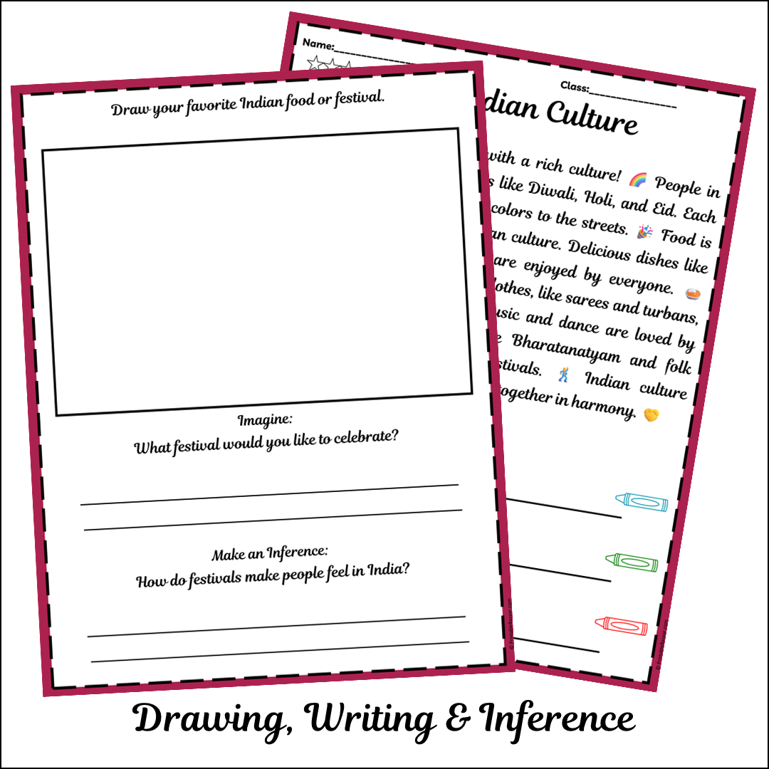 Indian Culture | Short Reading Comprehension Creative Worksheet