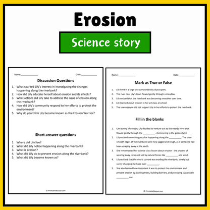Erosion | Science Story Reading Comprehension Activity