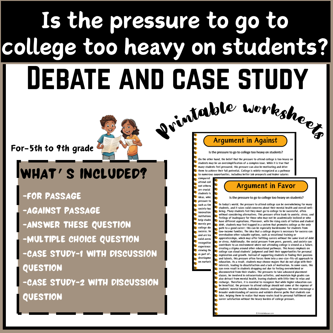 Is the pressure to go to college too heavy on students? | Debate Case Study Worksheet